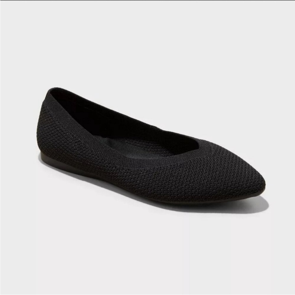 a new day Black Claire Pointe KnitFlats New with Tags Sz 7.5
